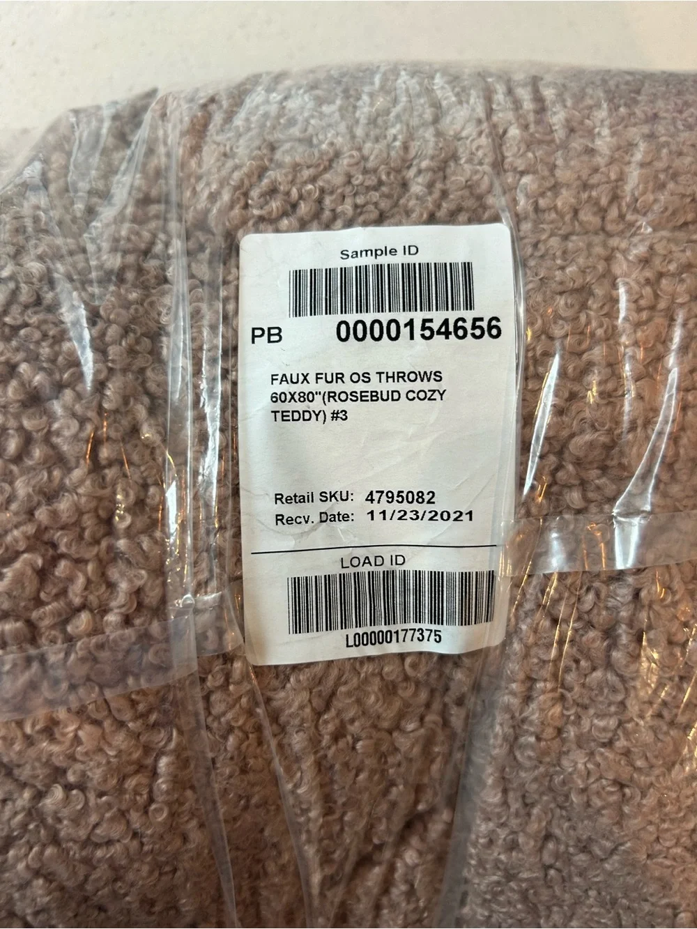 Pottery Barn Cozy Teddy Faux Fur Throw Blanket Rosebud 60” x 80” NWOT
